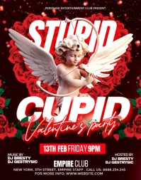 Black Maximalist Cupid Valentine's Party  Poster/wallboard template
