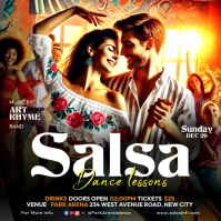 Black Maximalist Customizable Salsa Dance Lessons Event Invitation Flyer Template For  Instagram Pos