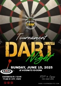 Black Maximalist Dart Night A4 template