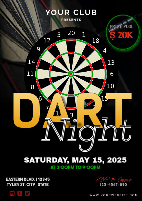 Black Maximalist Dart Night A4 template