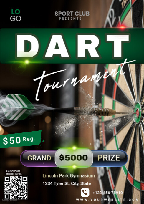 Black Maximalist Dart Tournament A4 template