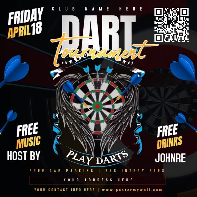 Black Maximalist Dart Tournament Instagram Post template