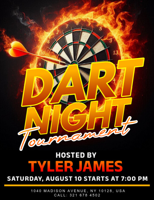 Black Maximalist Darts Tournament Flyer Flyer (us Letter) Pamflet (VSA Brief) template