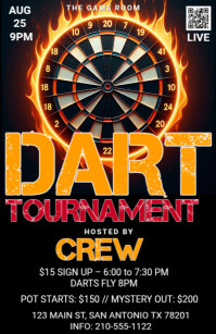 Black Maximalist Darts Tournament Flyer Tabloid template