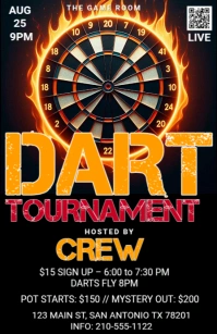 Black Maximalist Darts Tournament Flyer Tabloid template