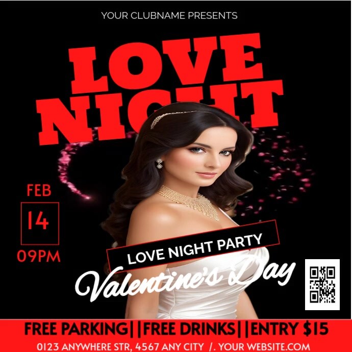 Black Maximalist Date/love Night Flyer Square (1:1) Template | PosterMyWall