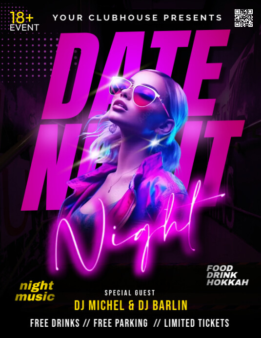 Black Maximalist Date Night Party Flyer (us Letter) Template | PosterMyWall