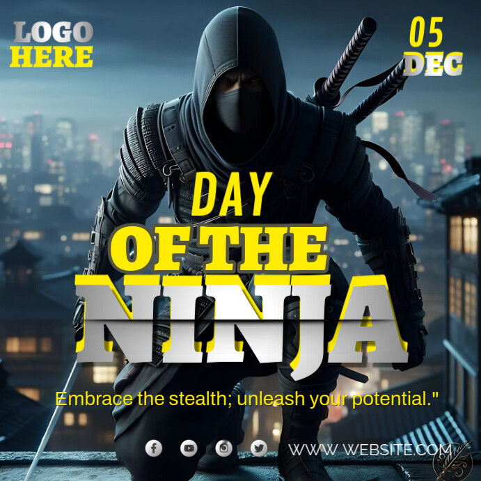 Black Maximalist Day Of The Ninja Instagram Post Template | PosterMyWall