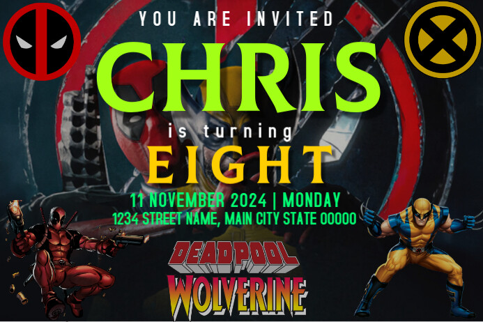 Black Maximalist Deadpool And Wolverine  Poster template