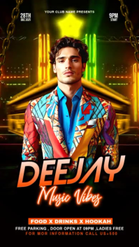 Black Maximalist Deejay Night Party Digital Display (9:16) template