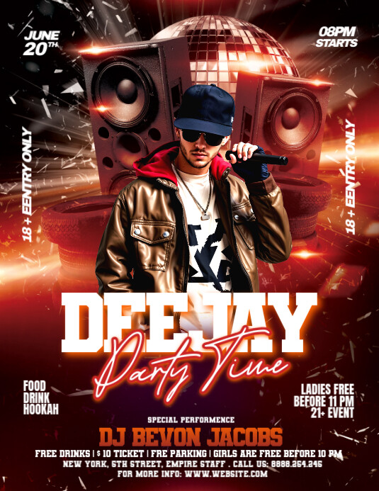 Black Maximalist Deejay Party Time Flyer Template Flyer (us Letter)
