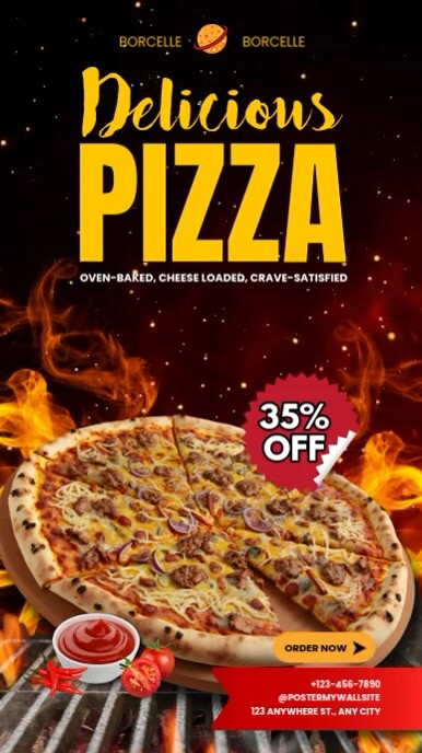 Black Maximalist Delicious Pizza Promotion Instagram Reel template