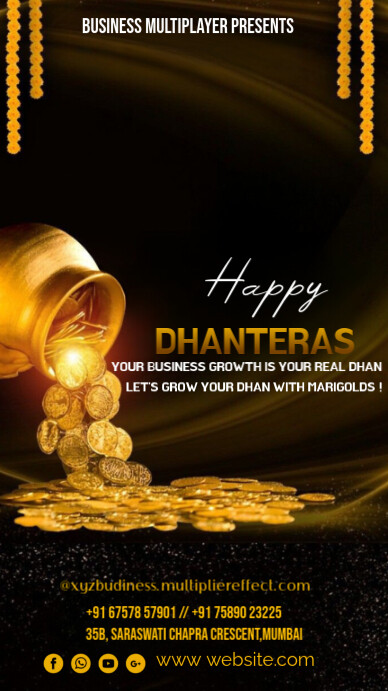 Black Maximalist Dhanteras  Digital Display (9:16) template