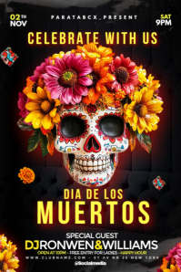 Black Maximalist Dia De Los Muertos Celebration Poster Plakat template