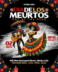 Black Maximalist Dia De Los Muertos Flyer Instagram Portrait template