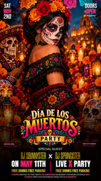 Black Dia de los Muertos Party Instagram-Story Template