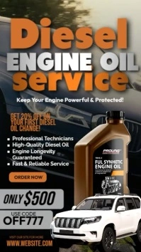 Black Maximalist Diesel Engine Oil Instagram Story template