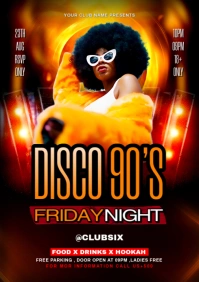 Black Maximalist Disco 90's Party Flyer A4 template