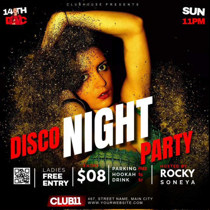 Black Maximalist Disco Night Party Instagram Post template