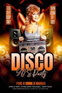 Black Maximalist Disco Night Party Poster Póster template