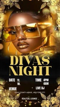 Black Maximalist Divas Night Video Template  Digital Display (9:16)