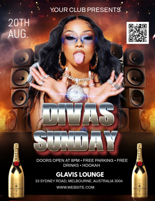 Black Maximalist Divas Sunday  Flyer (us Letter) template