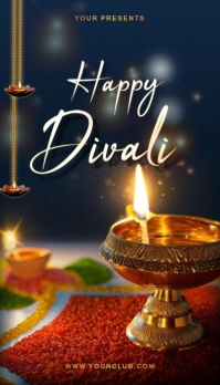 Black Maximalist Diwali Flyer Business Card template