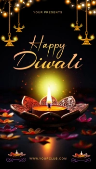 Black Maximalist Diwali Flyer Business Card Visitekaartje template