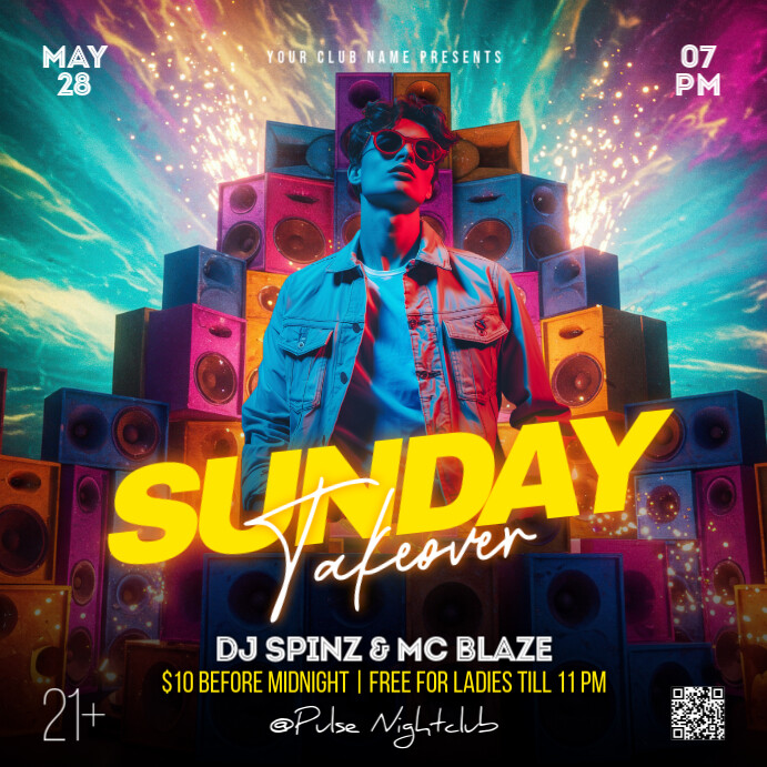Black Maximalist Dj Instagram Post Template | PosterMyWall