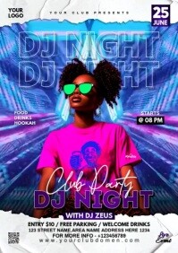 Black Maximalist Dj Night Club Party  A4 template