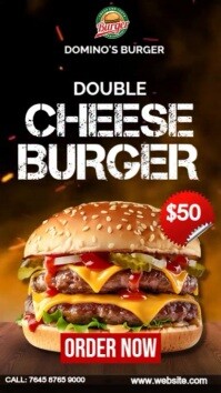 สีดำ Burger Promotion Instagram Story Template