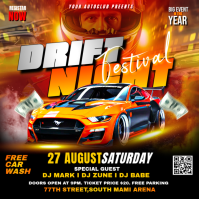 Black Maximalist Drift Night Car Show Night Party Instagram Post template