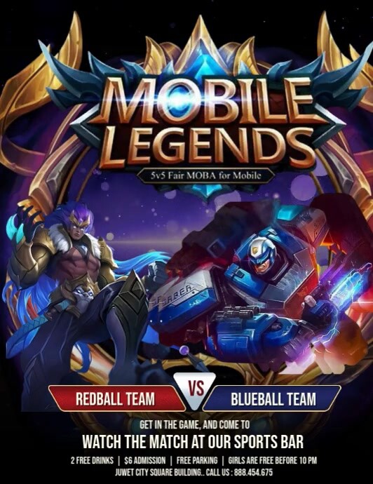 Black Maximalist E-games Mobile Legends Flyer (us Letter) template