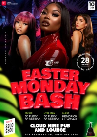 Black Maximalist Easter Bash Night Club Party Event Flyer A4 template