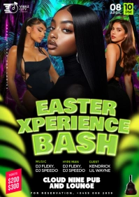 Black Maximalist Easter Bash Night Club Party Event Flyer A4 template