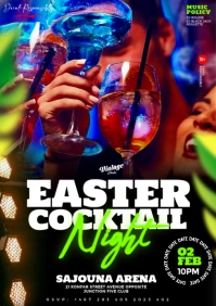 Black Maximalist Easter Cocktail Night Club Party Event Flyer A4 template