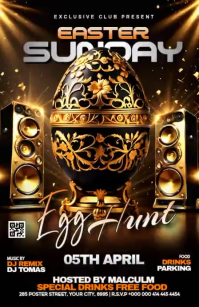 Black Maximalist Easter Egg Hunt Party Half Page Wide Video Полстраницы широкого формата template