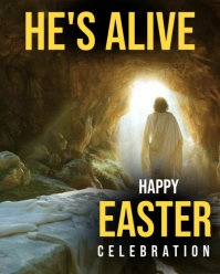Black Maximalist Easter Empty Tomb He Is Risen Flyer  Instagram Portrait template