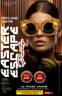 Black Maximalist Easter Escape Party Half Page Wide template