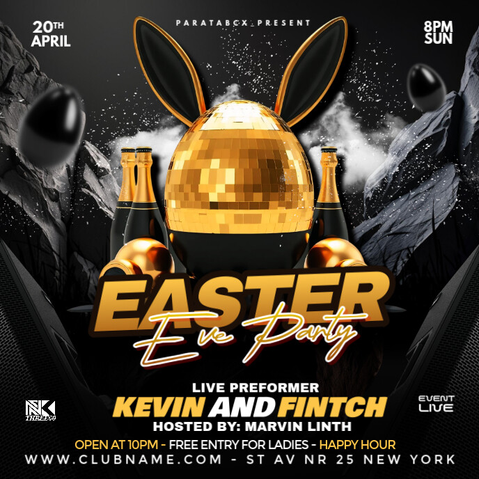 Black Maximalist Easter Eve Party Editable Album Cover Ikhava ye-Albhamu template