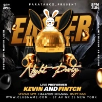 Black Maximalist Easter Night Party  Square (1:1) template