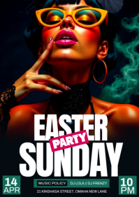 Black Maximalist Easter Party A4 template
