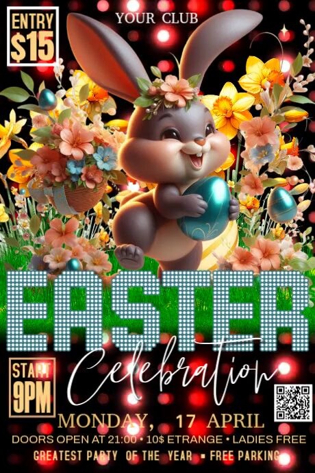 Black Maximalist Easter  Poster Cartaz template