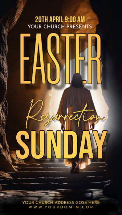 Black Maximalist Easter Sunday Flyer Business Card 名片 template