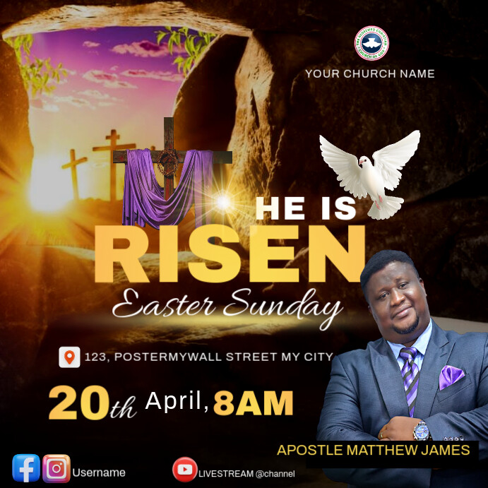 Black Maximalist Easter Sunday Instagram Post template