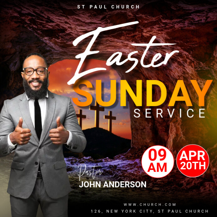 Copy of Black Maximalist Easter Sunday Serice Instagram Post | PosterMyWall