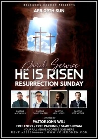 Black Maximalist Easter Sunday Service  A4 template