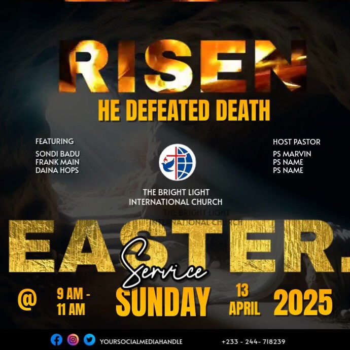 Black Maximalist Easter Sunday Service  Instagram Post template