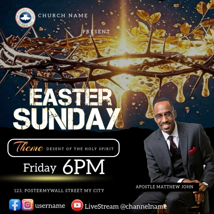 Copy of Black Maximalist Easter Sunday Service Instagram Post ...