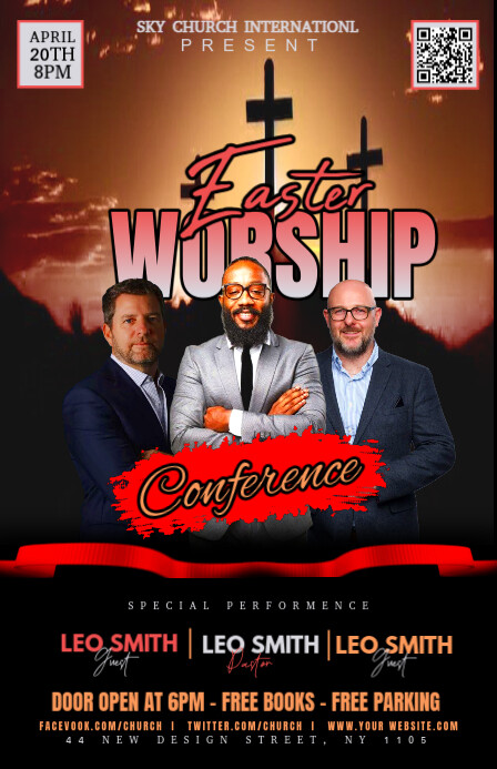 Black Maximalist Easter Worship Church Conference Half Page Wide Szeroki pół strony template